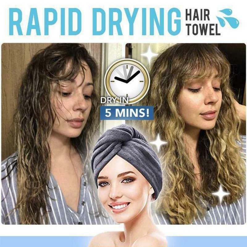 Hårpleje koral fleece hår tørrer håndklæde super absorberende twist hår wrap wrap cap turban hat til krøllet langt og tykt hår