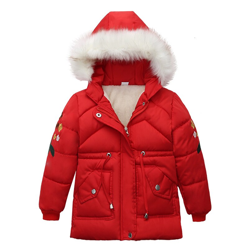Vinter hold varme frakker til piger tøj dunfrakke til børn jakker børnetøj bomuld baby piger tøj 4 5 6 år: Rød / 4t