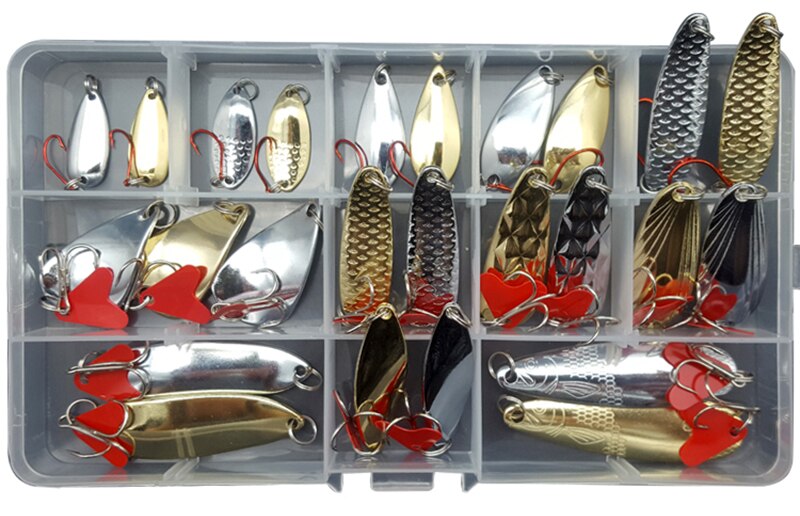 16/25/35 st/mycket skedbete set 2g/4g/6g/8g/12g lockbitset i blandad storlek spinnerbait gädda fiskedrag havsfiske saltvatten  j401