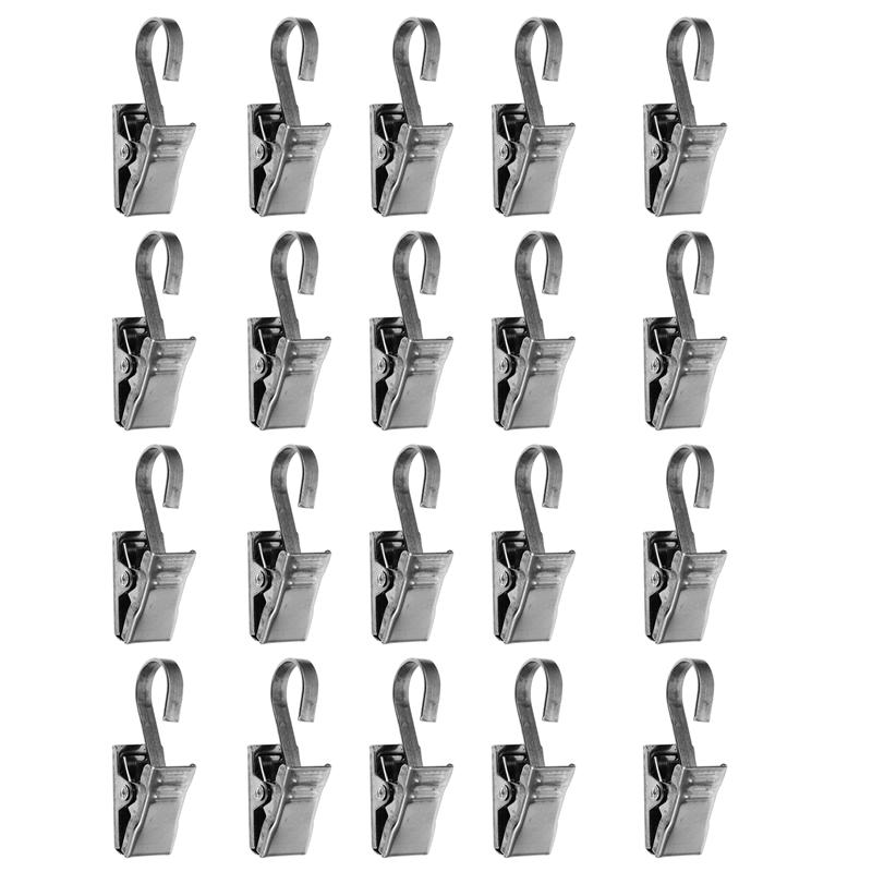 20 Stuks Metalen Gordijn Alligator Clips Gordijn Haken Douchegordijn Spanning Hangers: Silver 2