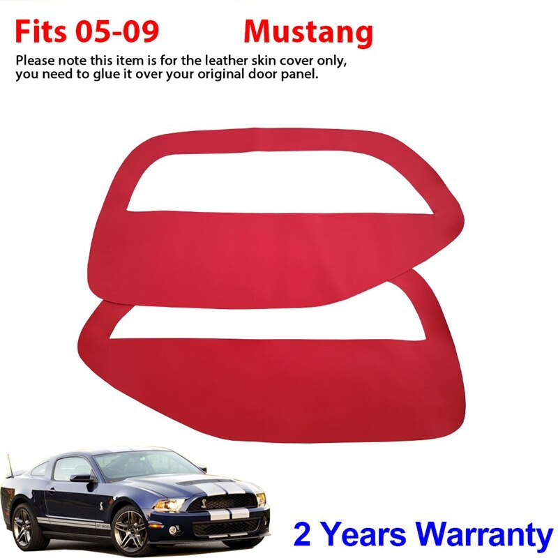 2005-2009 Ford Mustang Red Leather Door Panel Inserts - Synthetic Padded Skin Only