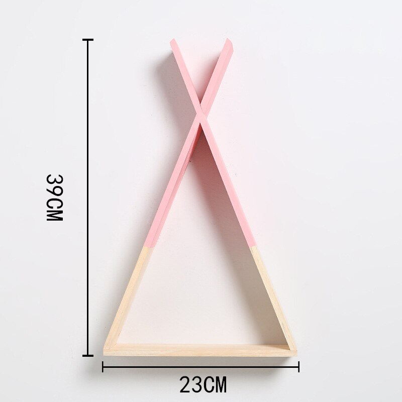 1pc x driehoekige houten plank, decoratieve wandplank voor kinderkamer, jongens en meisjes, decoratie voor de woonkamer, wanddecoratie, houten plank: Roze