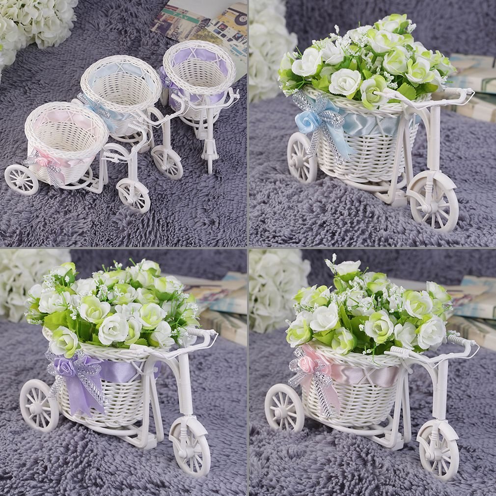 Beauté rotin Tricycle vélo fleur panier Vase stockage jardin mariage fête décoration bureau chambre tenant bonbons