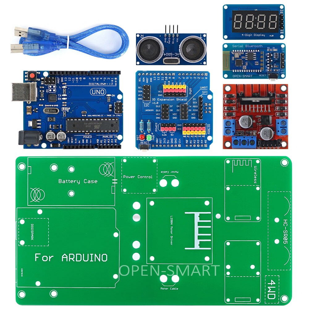 OPEN-SMART 4WD Bluetooth Gesteuert Smart Roboter Auto Kit mit Installation Tutorial & Demo-Code für Arduino