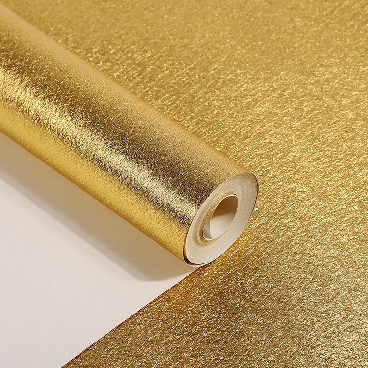Simple European-Style Gold Foil Wallpaper Solid Color Gold Fine Drawing Wallpaper Hotel Ceiling Club PVC Wallpaper: Default Title