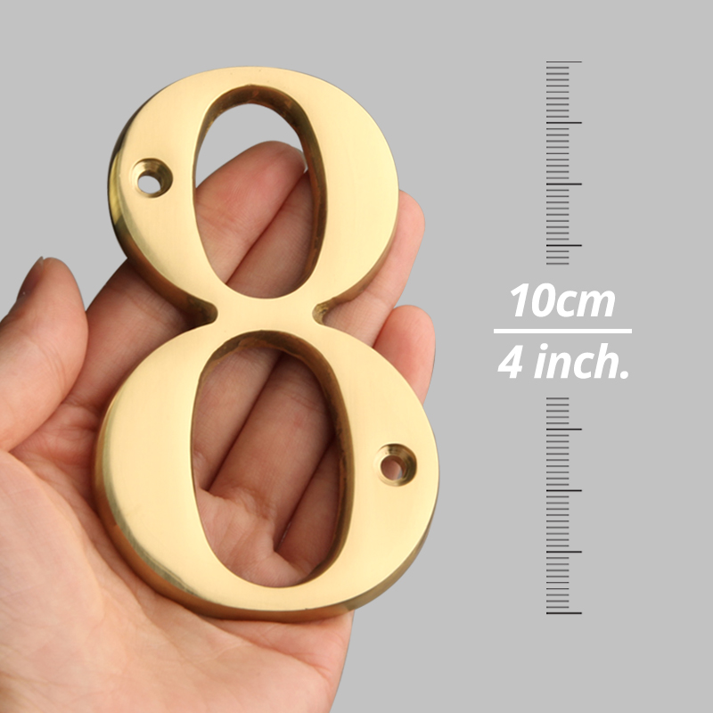 Letras de latón macizo de 4 "y 100mm, número de casa moderno, número de puerta de apartamento, Dirección de buzón de correo, placas de señalización al aire libre #0-9