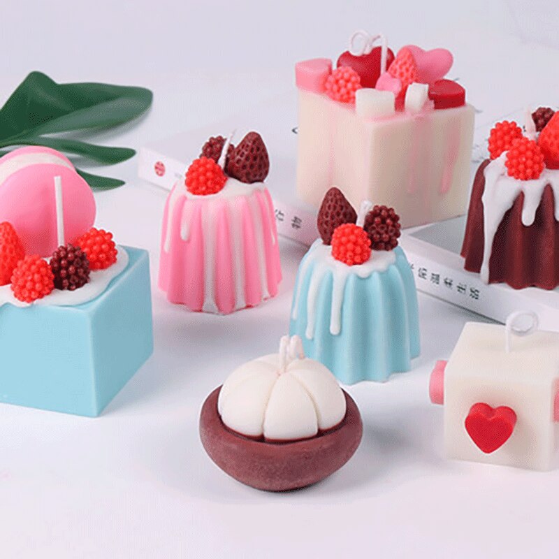 Moule à macaron bricolage pour bougies parfumées, moule à myrtille pour bougies parfumées et moule à fraise pour bougies à dessert