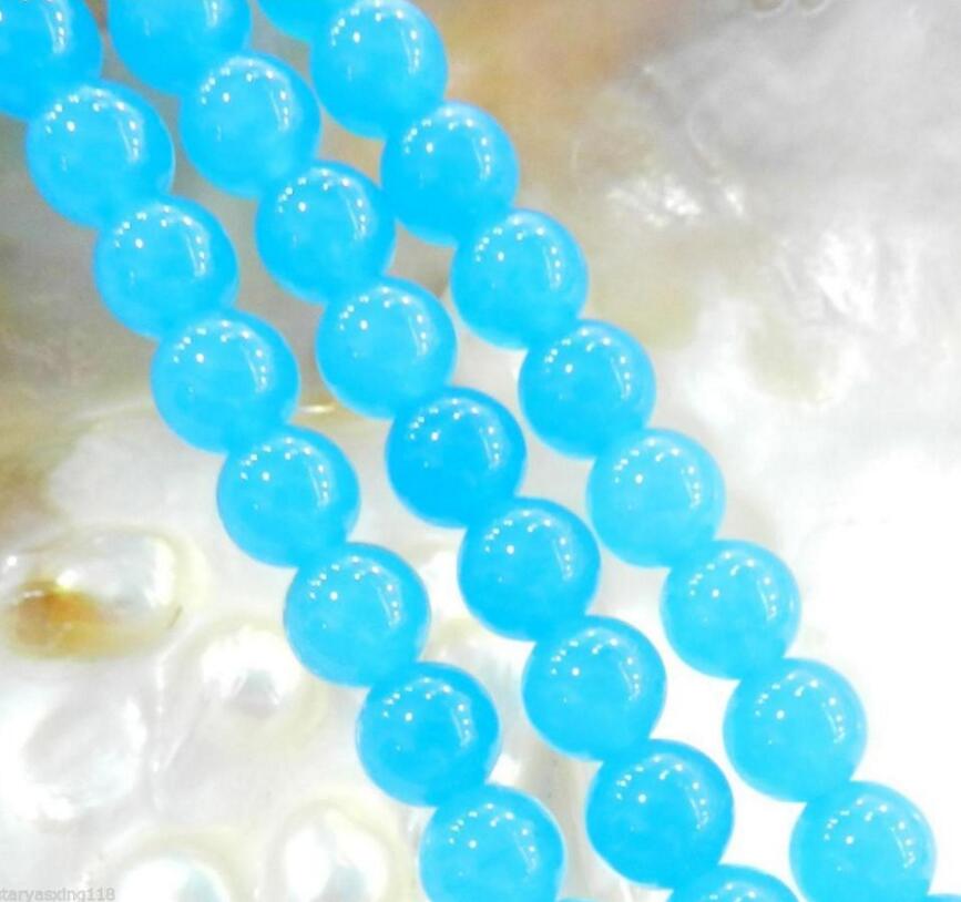 Natural AAA 8mm South African Blue Topaz Gems Round Loose Beads 15"