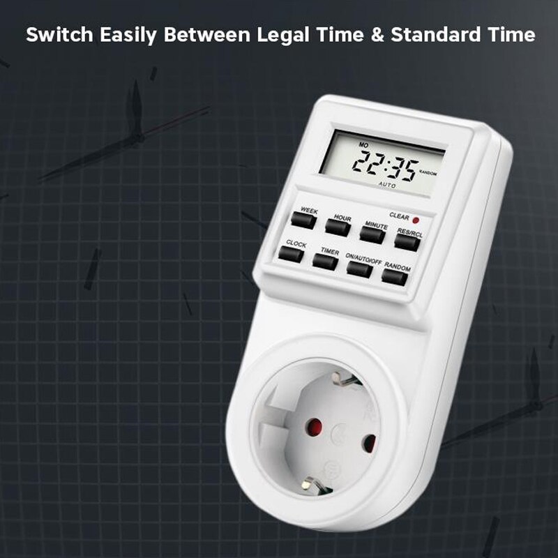 230/220V AC Programmable Timers Weekly Programmable Electrical Power Socket Timer EU UK US FR Plug standard with Clock