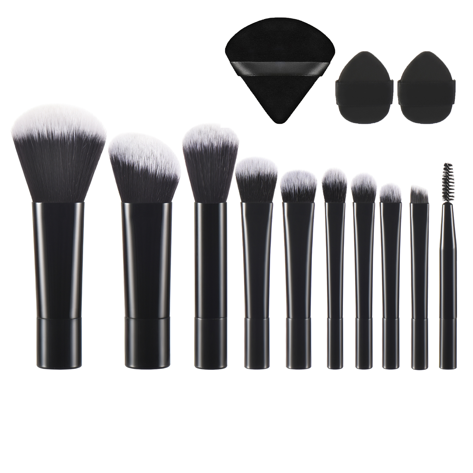 10 Mini brocha de maquillaje negra, herramienta de maquillaje portátil de viaje, esponja de maquillaje, brocha de palma, juego de herramientas de maquillaje: Caqui oscuro