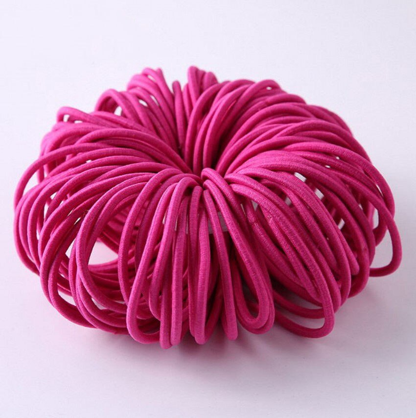 50/100Pcs Colorful Nylon Rubber Bands Elastic Hairbands for Girls Kids Scrunchie Elastic Ponytail Holder Hair Ties Accessories: rose 50pcs