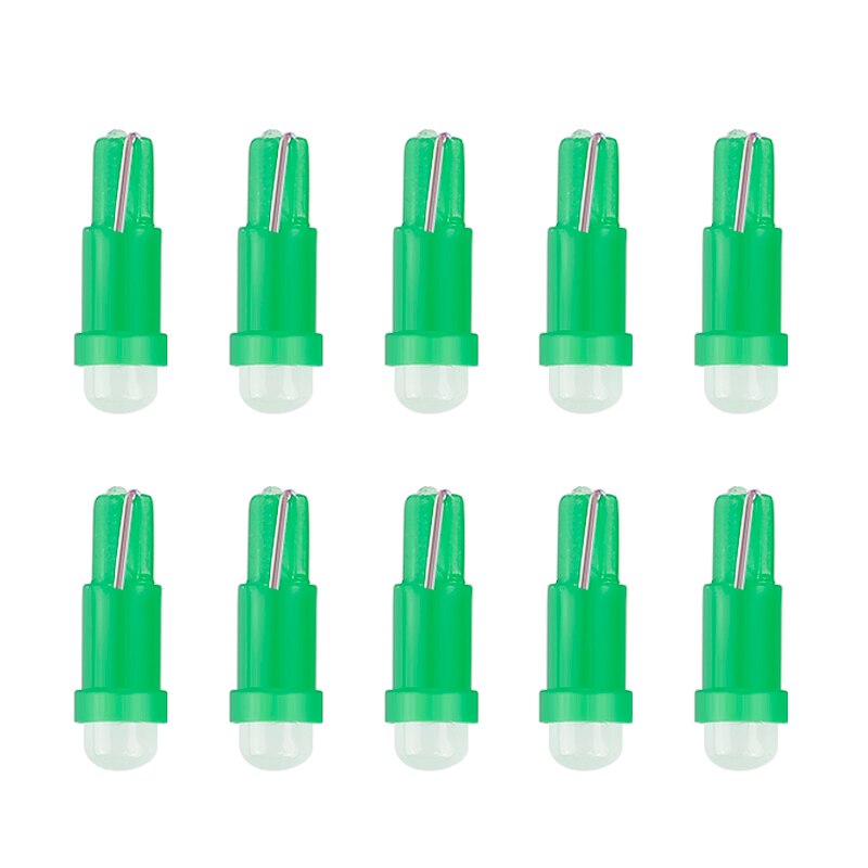 10PCS T5 COB 12V Led Car Interior Lights Dashboard Warming Indicator Wedge Auto Instrument Lamp Dash Indicator Light Panel Bulbs: green