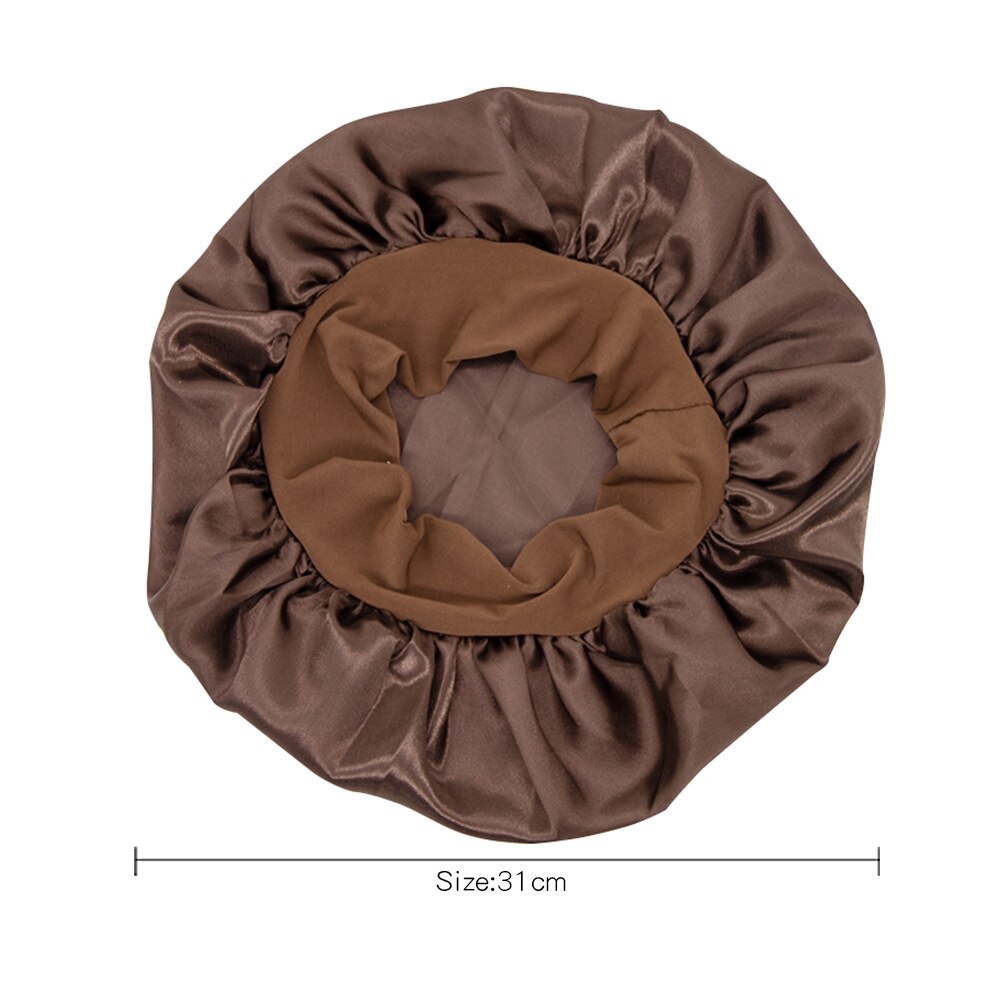 Gorro de descanso de ala ancha de satén para mujer, gorro de dormir para el cuidado del cabello, gorro de noche, Unisex, gorro de ducha, envoltura de cabeza de seda