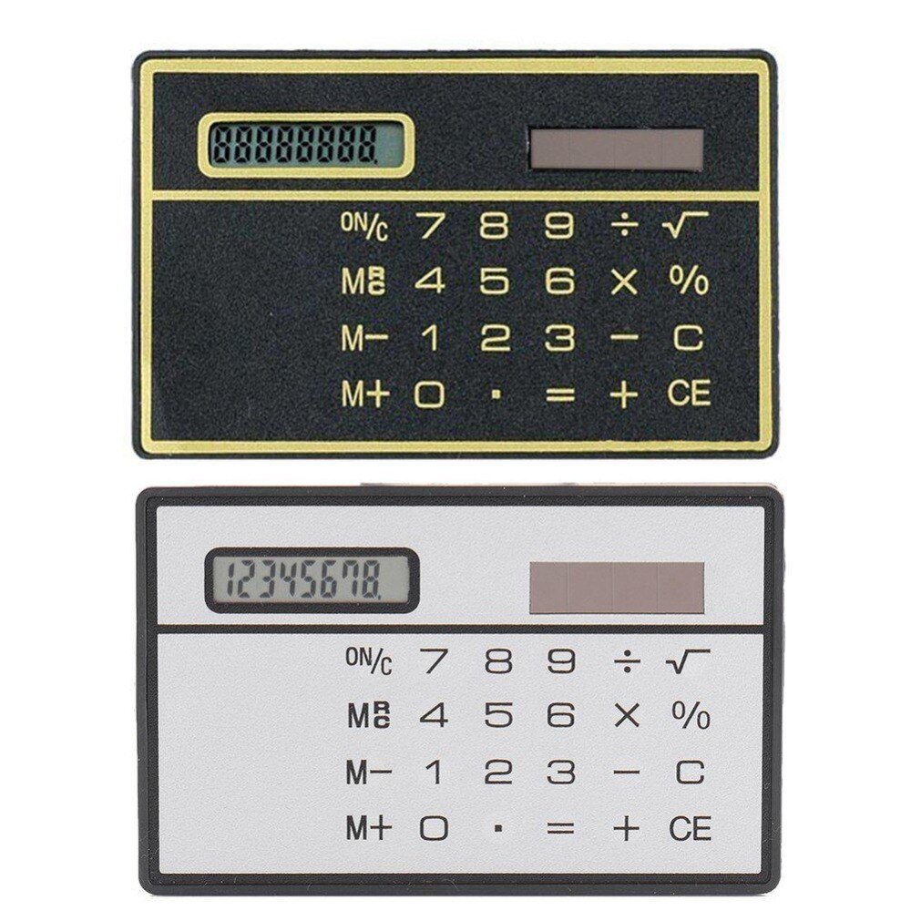 Portable Solar Powered Digit Calculator Ultra Slim Credit Card Cheap Durable Solar Power Pocket Calculator Small Travel Compact