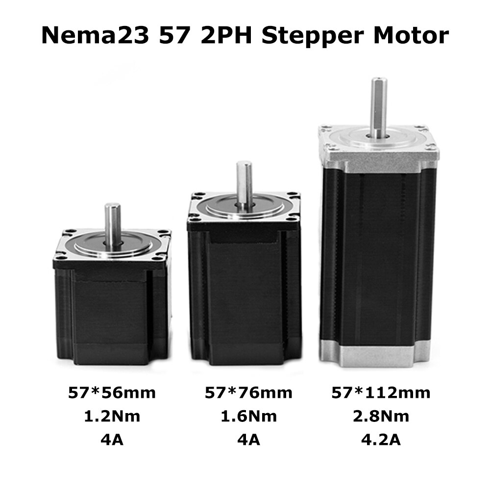 Nema23 57 CNC Stepper Motor 56mm/76mm/112mm 2 Phase 4A 4.2A 1.2Nm-2.8Nm 1.8Degree Router Engraving Milling Machine