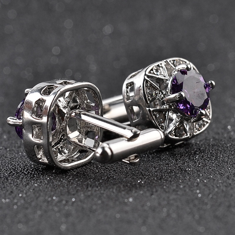 Luxury Crystal Cufflinks 2 Colors Option White Qurple Rhinestone Hotsale Cufflink Whoelsale &amp; Retail