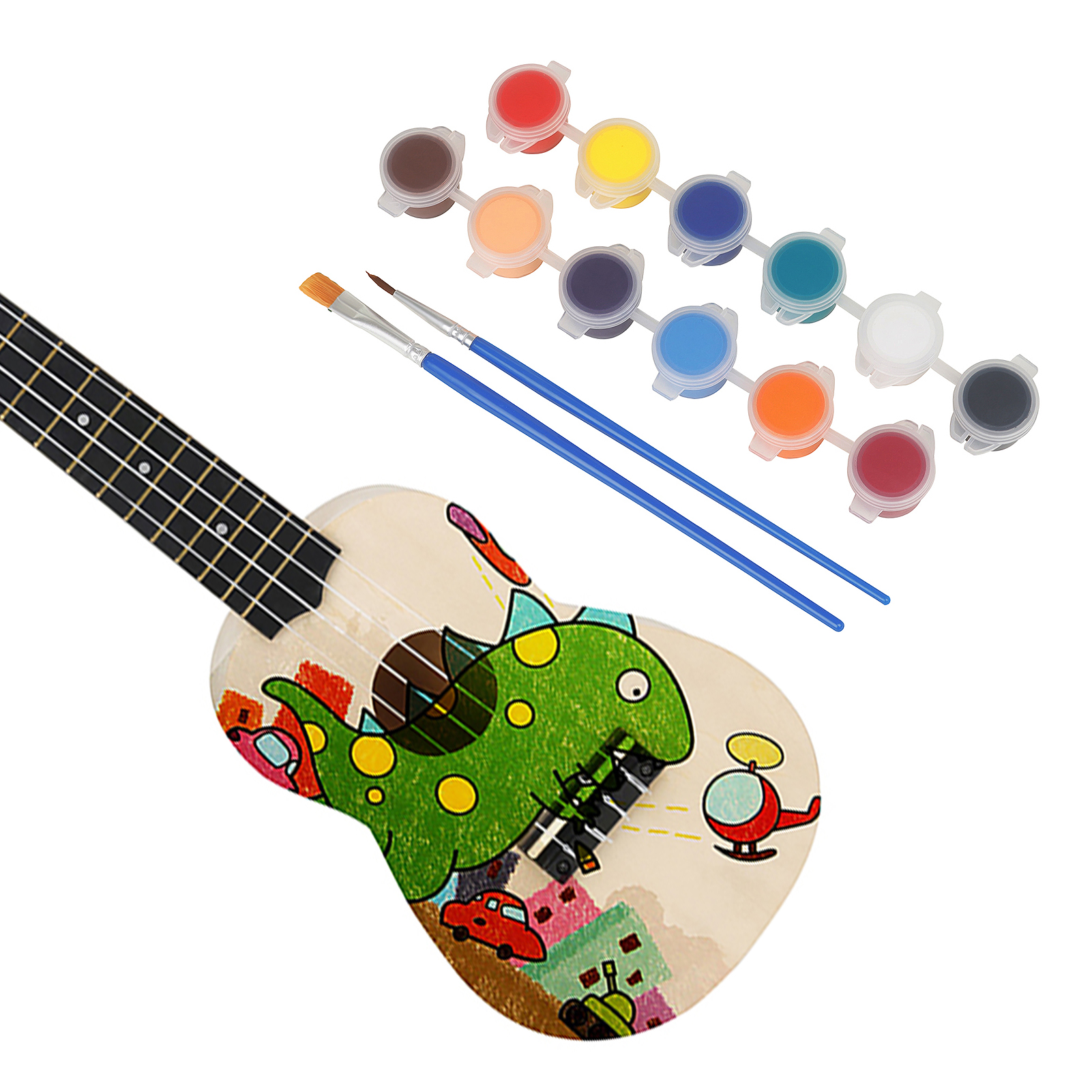 21-Inch DIY Ukulele Semi-Finished Ukelele Kit DIY Painting Uke Kit Unfinished Ukulele Set Stringed Instrument Gitf