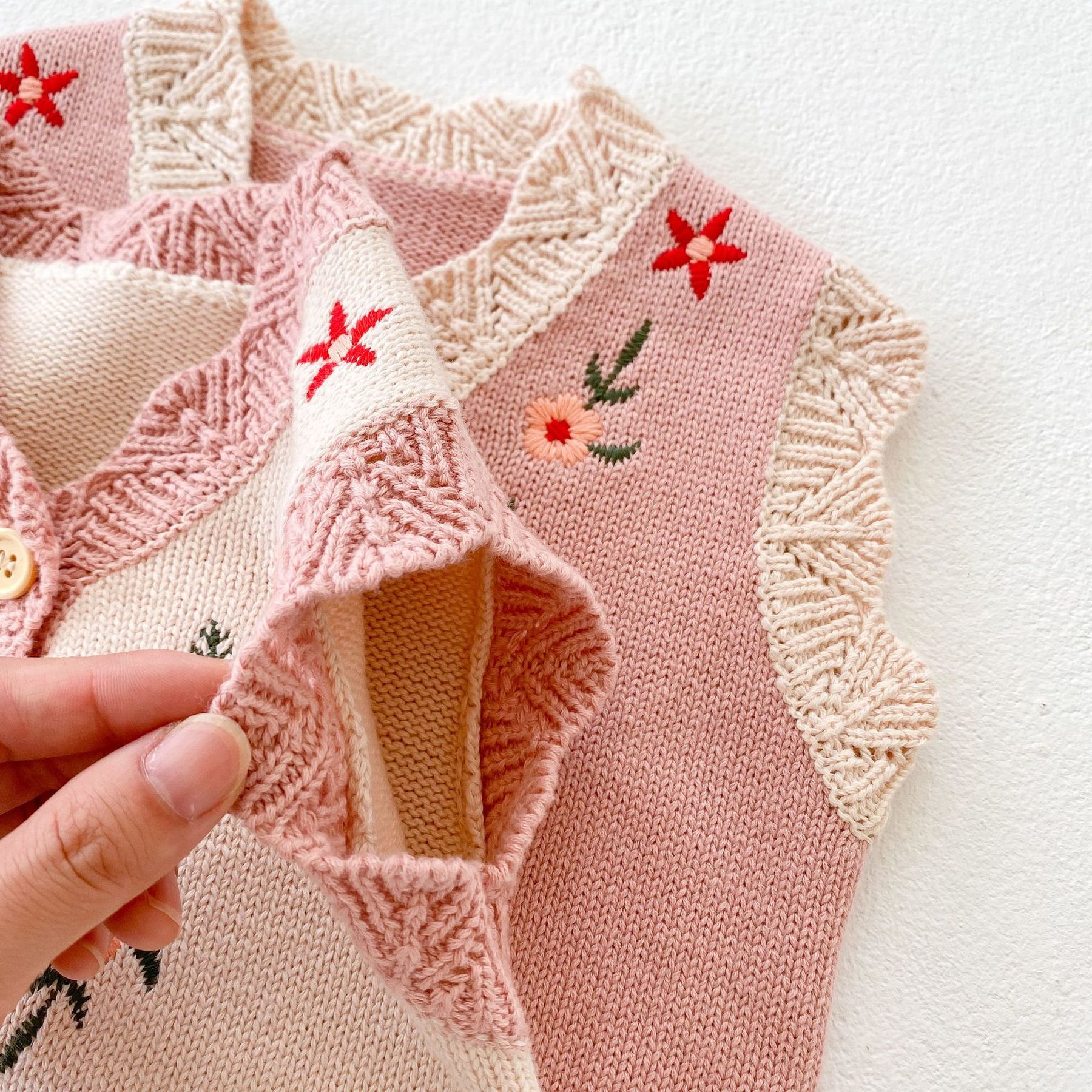 Koodykids 2021 bebê menina primavera camisola de malha floral colete tricô qualidade roupas da criança meninas roupa outono do vintage