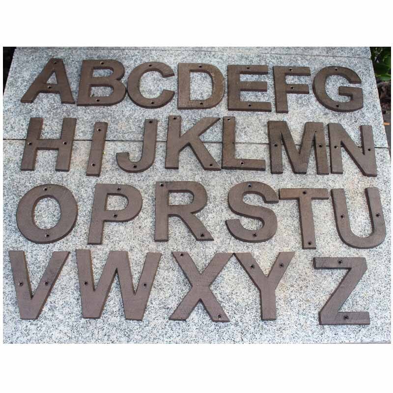Decorative Door Plaque Letters Numbers Retro Cast Iron Metal DIY House Doorplate Letter Symbol Home Decor Number Signs