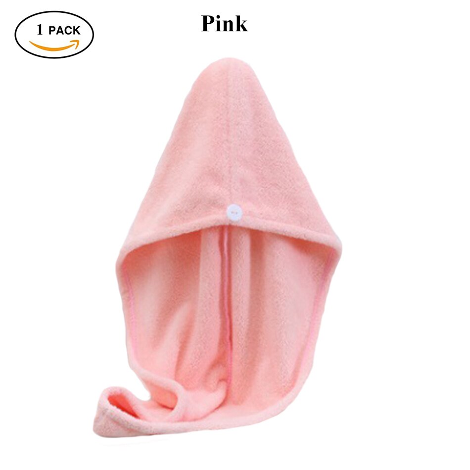 Dry Hair Towel Microfiber Polyester Flannel Wisp Long Curly Head Bath Hand Turban Towel for Adult Women Super Absorbent Quick: Hair Towel Pink
