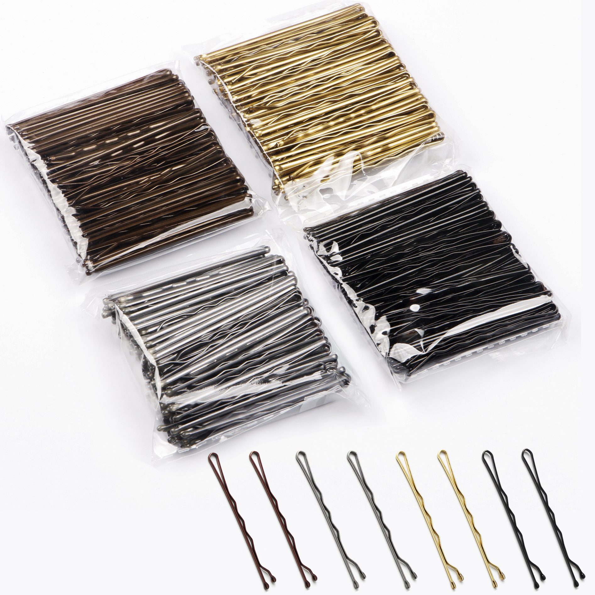 Pinzas para el pelo de Color dorado y plateado para mujer, horquillas rizadas onduladas, accesorios para el cabello, 50 piezas