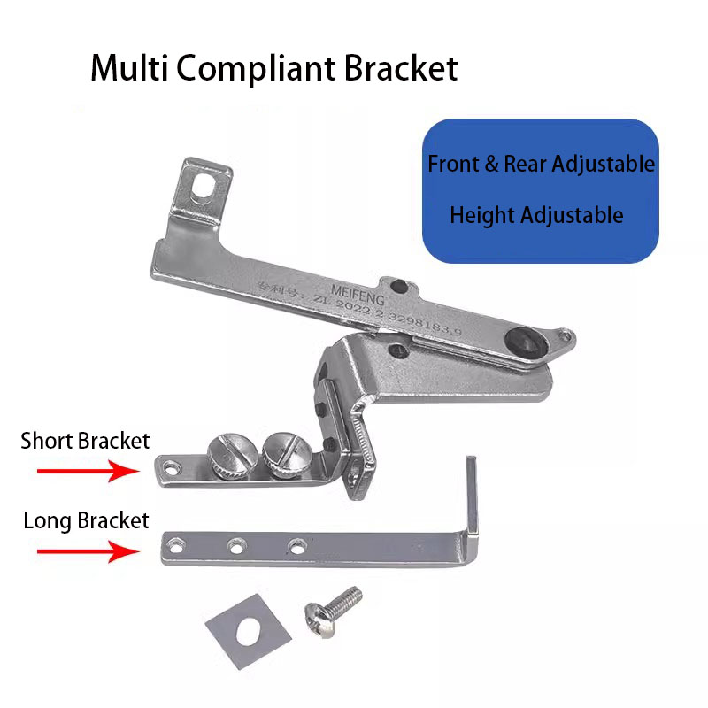 Multifunktionsmåler/installationsbeslag + sømguide, sømguide, sysæt til industriel overlock-symaskine med antirullefunktion