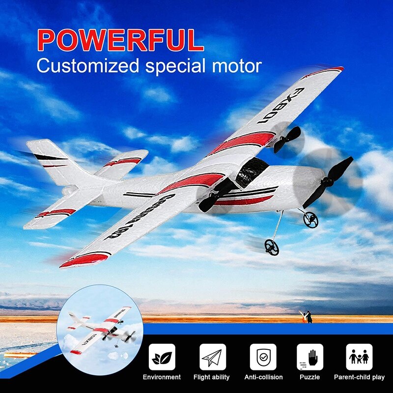 2.4Ghz 2-Channel Remote Control Aircraft EPP Foam RC Aircraft Built-in 6-Axis Gyroscope FX801 Remote Control Glider