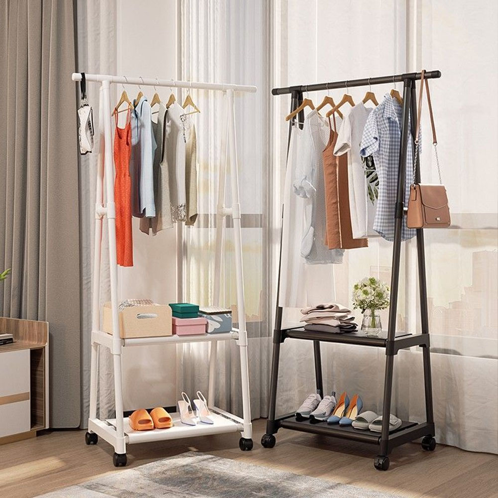 Clothes Rack Triangle Pulley With Wheels Hangers Coat Rack Living Room Bedroom Furniture Hangers Floor-Standing Clothes Racks