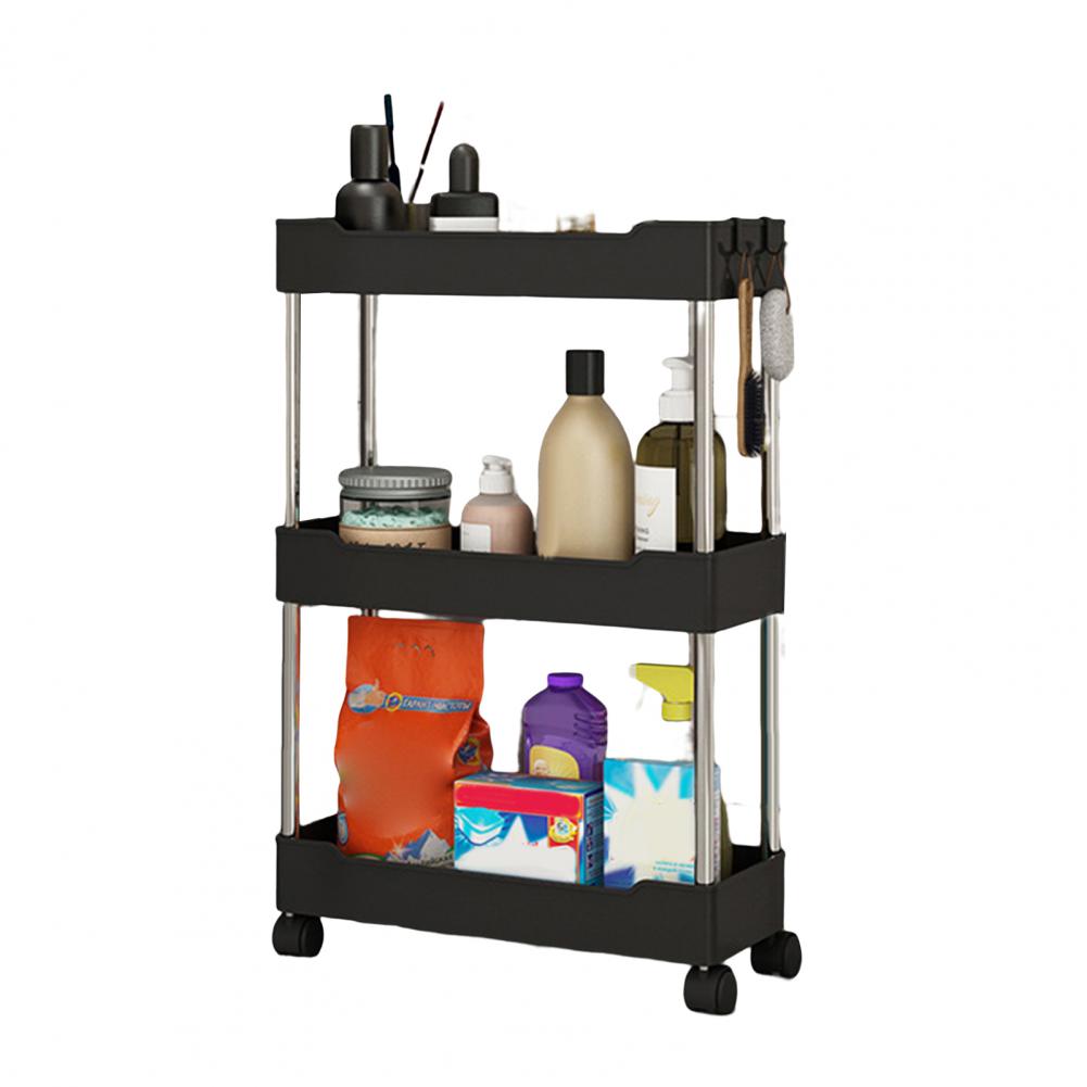 Convenient Storage Cart Strong Load-bearing Storage Shelf 3/4-Tier Organize Slide Out Rolling Rack with Wheels: Red