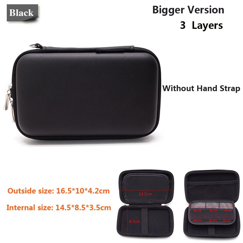 Portable HDD bag TF/SD card Storage Bag for External 2.5" Hard Disk case/Earphone/U Disk/Power Bank case bag USB Cable bag: Black-Bigger