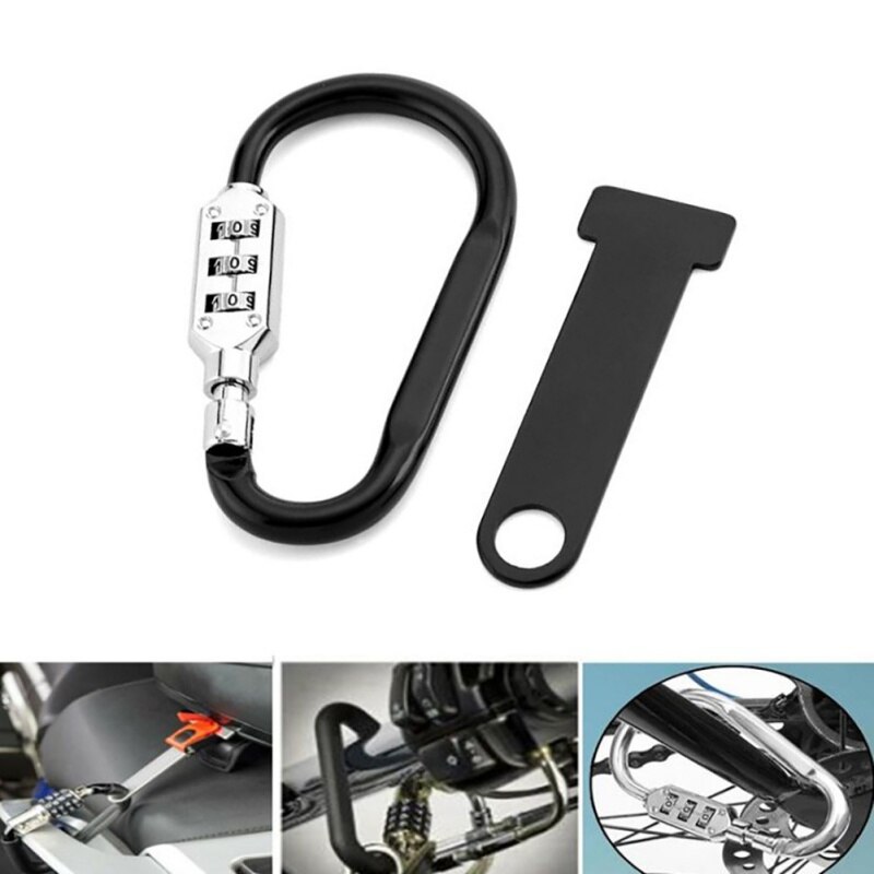 Motorcycle Helmet Lock Buckle Scooter Anti-theft Open Face Helmet Lock Fastener Lock T-bar 3-Digit Combination Bike Tools