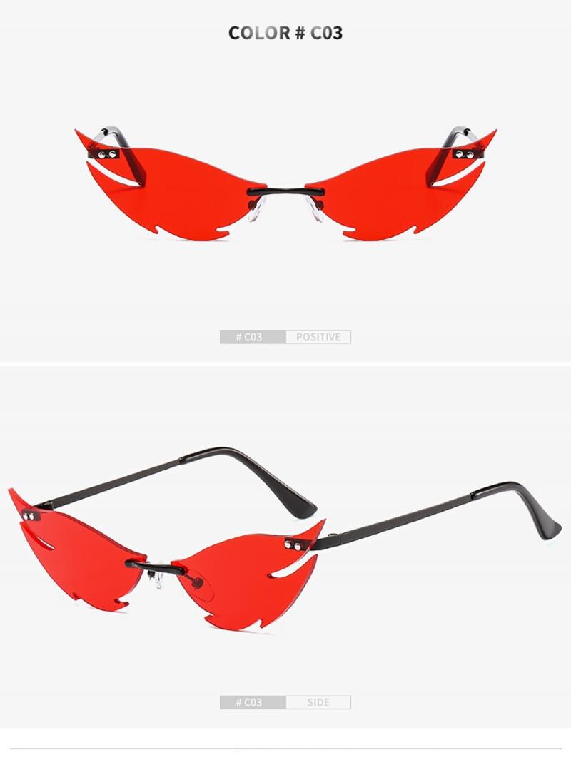 nuevas gafas de conducción mujer hombre sin marco forma de pez tiburón gafas de sol pequeñas creatividad tiburón forma gafas: C