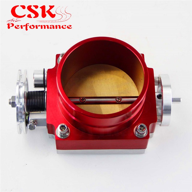 Universal 90mm VQ35TPS Throttle Body Intake Manifold Black/Red/Blue/Silver: Red