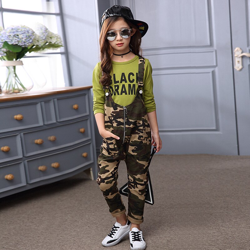 Mono informal para niños de 6, 8, 10, 12 y 14 años, ropa de primavera y otoño, de camuflaje, Chica adolescente