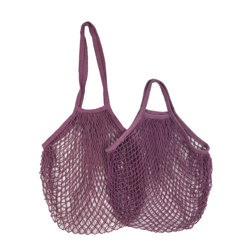 Herbruikbare Fruit Groente Tas Wasbare Katoenen Mesh Boodschappentassen Katoen String Zakken Netto Boodschappentassen Mesh Zakken Voor Fruit Opslag: L-25x35x38cm / Purple Pink 12