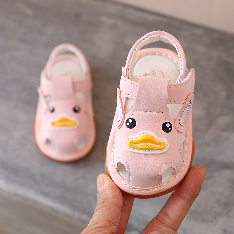 Estate neonate ragazzi sandali neonati primi camminatori fondo morbido bambino in pelle scarpe Casual anticollisione SXJ062: SXJ062Pink / CN 18 insole 12.5cm