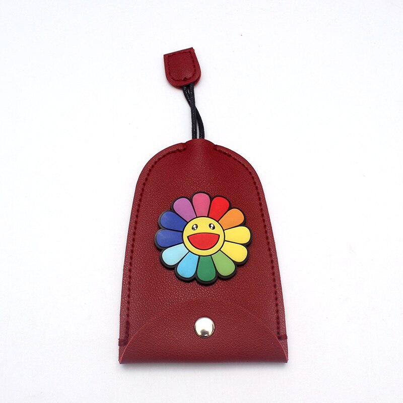 Søde blomster pull type nøgletaske pu læder nøgle punge husholderske bil nøgleholder etui læder nøglering pose: 15