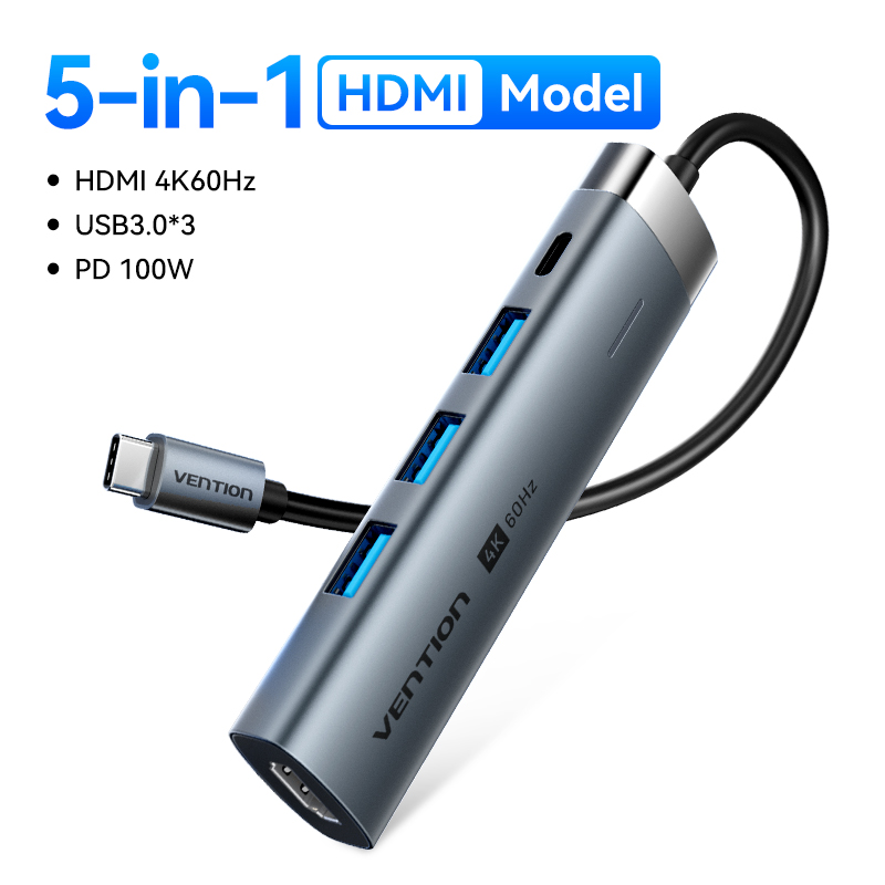 Vention USB C HUB 4K60Hz Type C to HDMI RJ45 PD 100W Adapter For Macbook iPad Pro Air M2 M1 Sumsang PC Accessories USB 3.0 HUB: BROWN