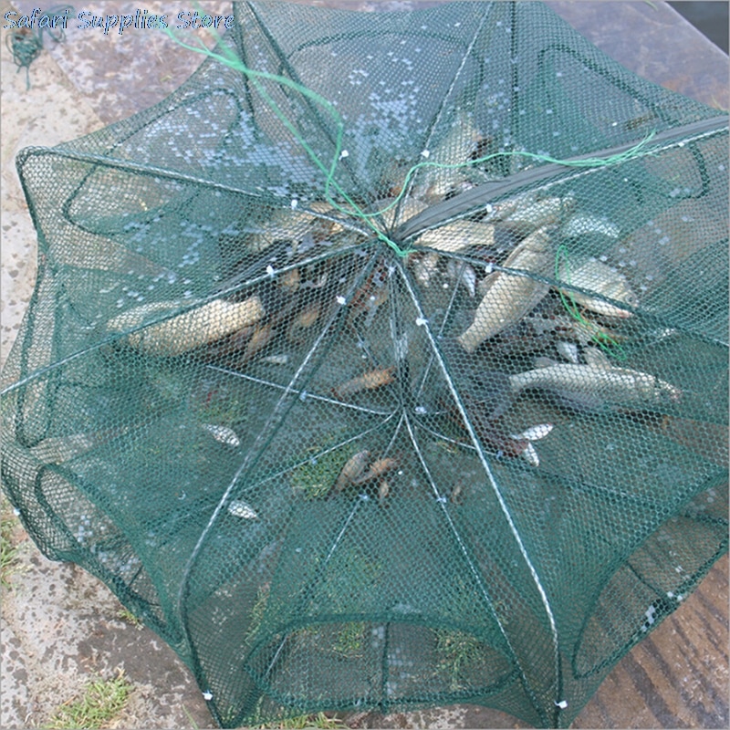 Filet de pêche hexagonal pliable 6 trous, Portable, réseau de coulée, piège à poissons, crevettes, Cages, filets en maille