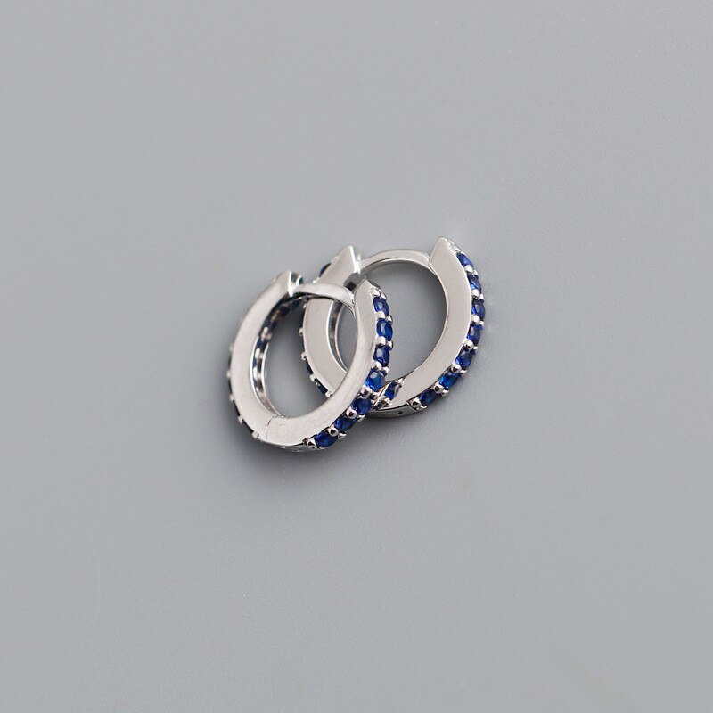 Ying Vahine 100% 925 Sterling Zilver Groen En Blauw Zircons Ronde Cirkel Hoop Oorbellen Voor Vrouwen