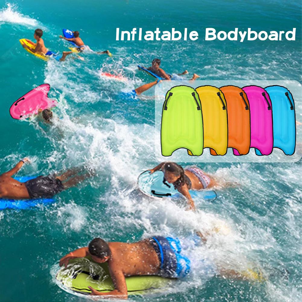 PortableInflatable Surfboard Solid Color Buoy Kickboard With Handle Foldable Surfboards Swimming Pool Beach Floating Mat