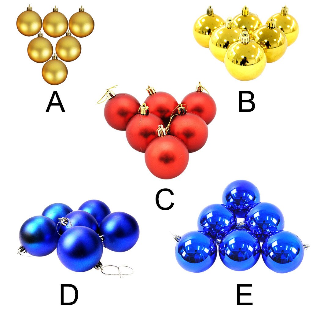 6pcs Christmas Ball Hanging Ornaments Glitter Red Gold Silver Balls For Diy Christmas Tree Decoration Pendants Festival Supplies