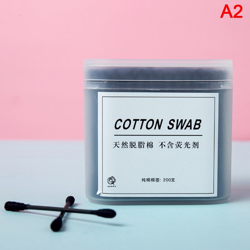 200pcs Makeup Cotton Swab Swab Household Disposable Double-Headed Boxed: A2