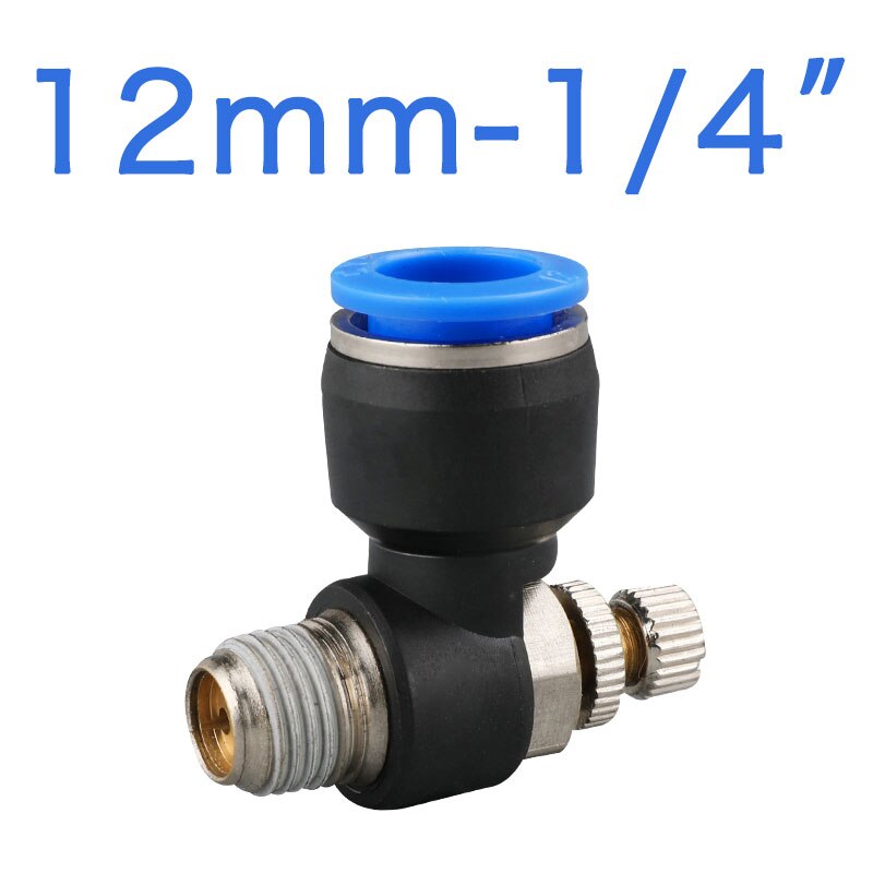 Pneumatic speed flow controller 8mm 6mm 10mm 12mm OD hose tube 1/4 "BSP 1/8" 3/8 "1/2" male Air flow limit valve: SL12-02