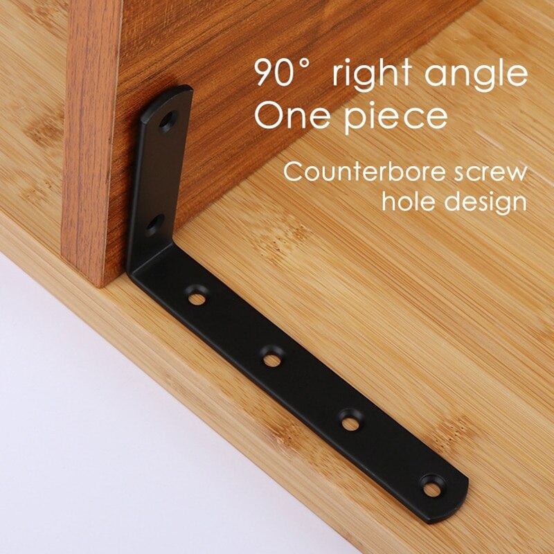 4Pcs Plank Beugels Dikker Ijzer L-Vormige Haakse Corner Brace Voor Muur Opknoping Meubels Connector Industriële Decoratieve wi