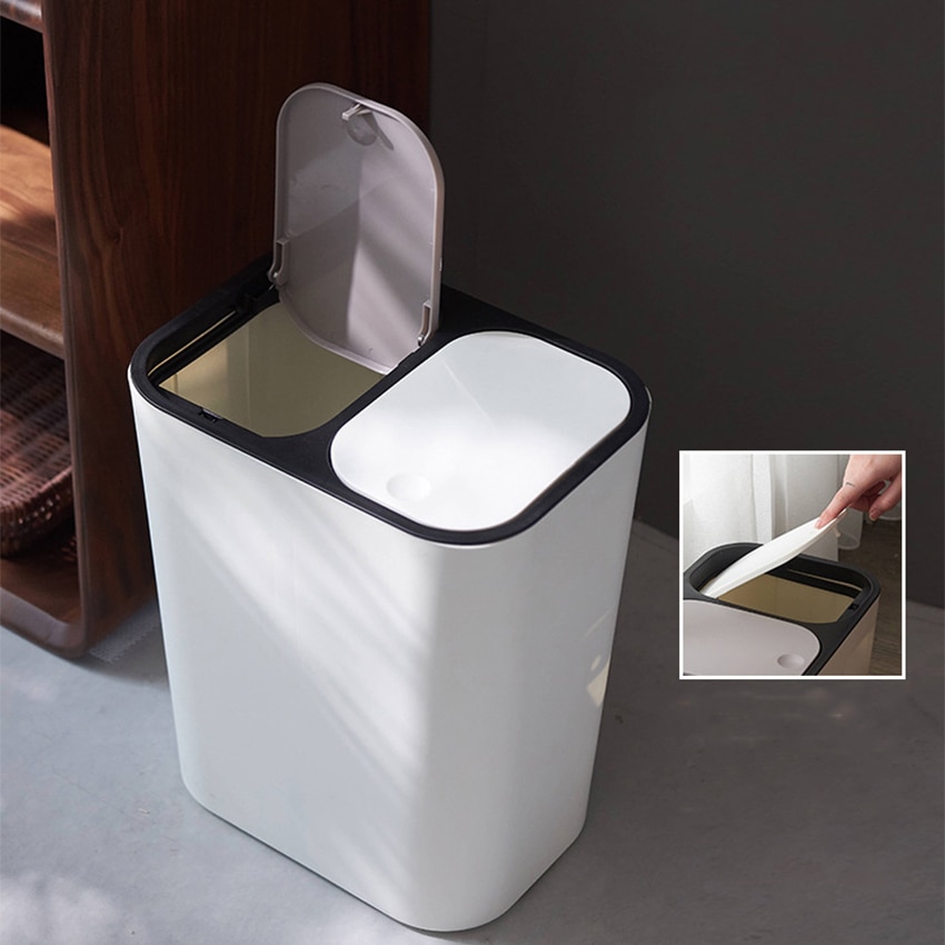 Kitchen Trash Can Double Cover Garbage Can Kitchen Refuse Classification Waste Bin For Bathroom Kitchen Rubbish Collection Box