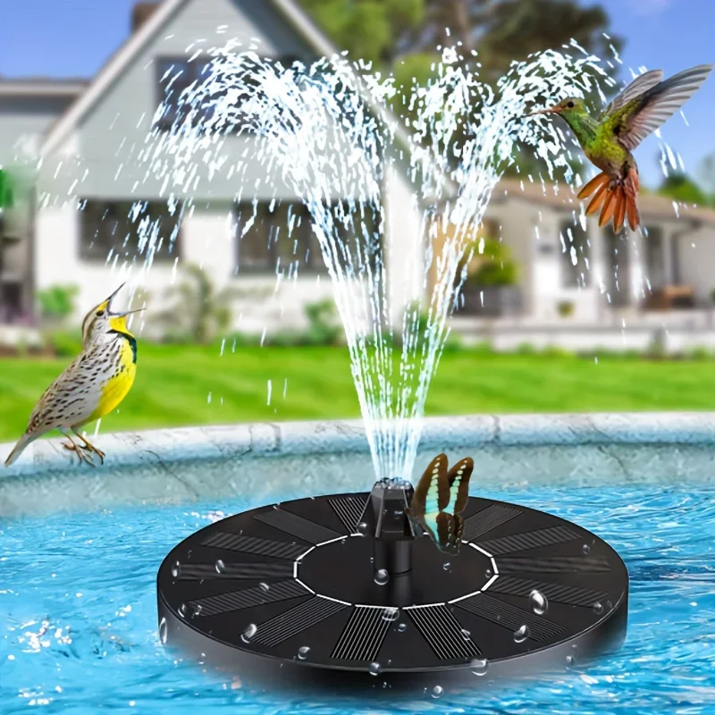 1W vogelbadfontein op zonne-energie met 6 sproeiers - geschikt voor binnen- en buitenplaatsen, tuinen en zwembaden