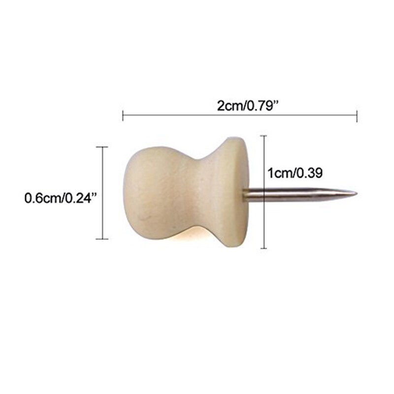 100x houten punaises, decoratieve punaises voor gebruik op prikborden of kaarten & 18 geometrische decoratieve houten punaises