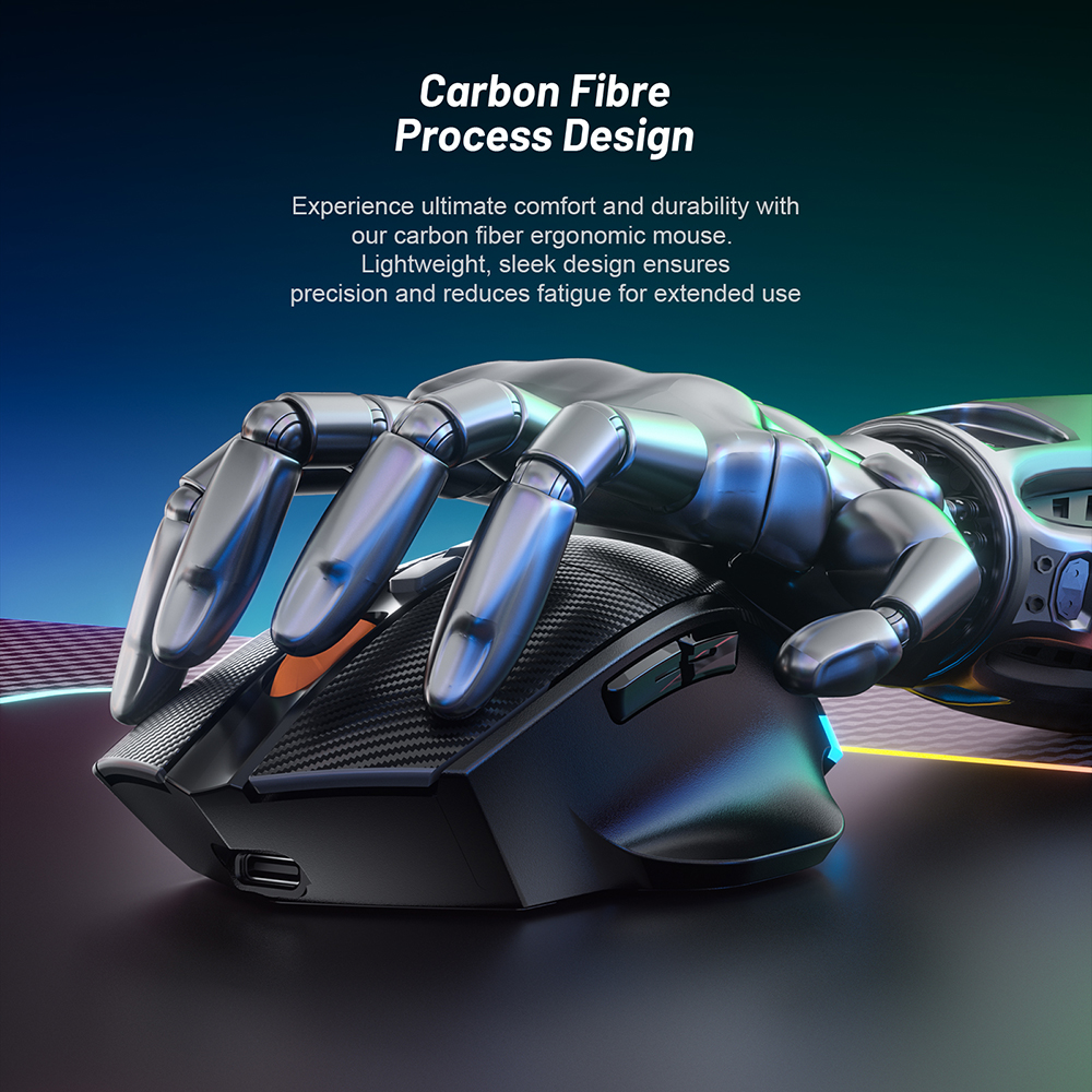 Wireless Gaming Mouse 12800 DPI 1000Hz Polling Bluetooth 2.4G Wired Triple Mode 7 Programmable Buttons RGB Ergonomic Esports PC