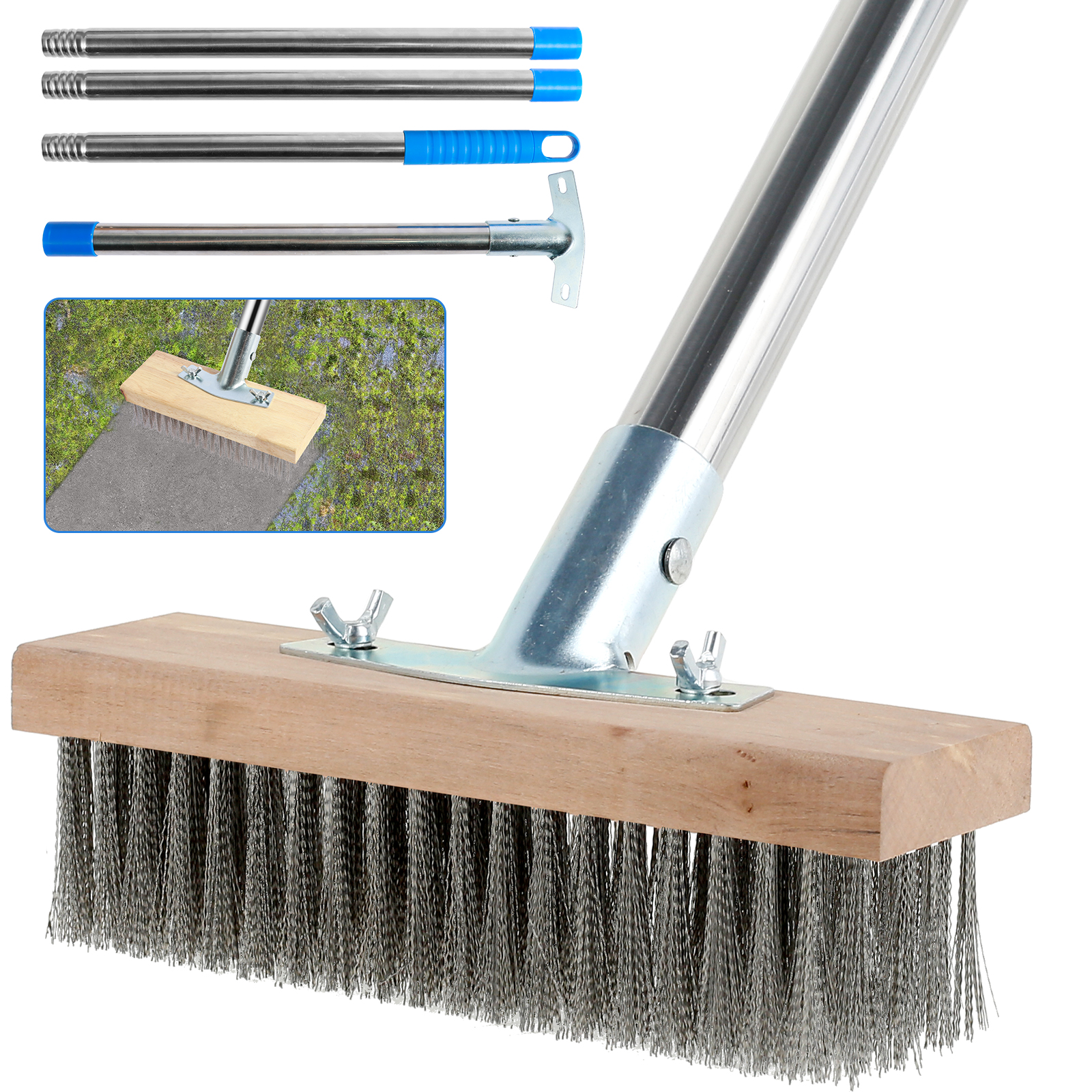 Roestvrij staaldraad vloerborstel Home Clean Scrubber Vlekverwijderaar Reinigingsbezem Garage Patio Vloer Stalen borstel